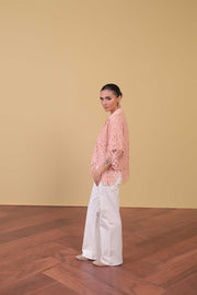 Blush Peach Cutwork Top