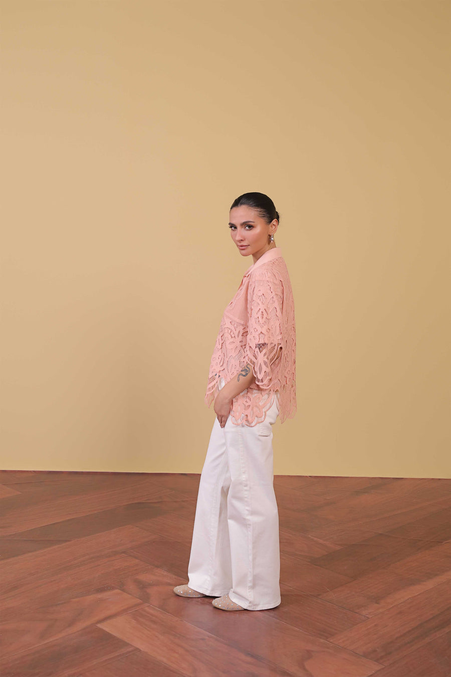 Blush Peach Cutwork Top