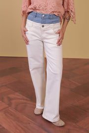 Two Tone Waistband Jeans