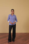 Pinstripe Contrast Collar Shirt