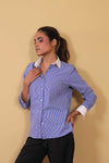 Pinstripe Contrast Collar Shirt