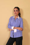 Pinstripe Contrast Collar Shirt