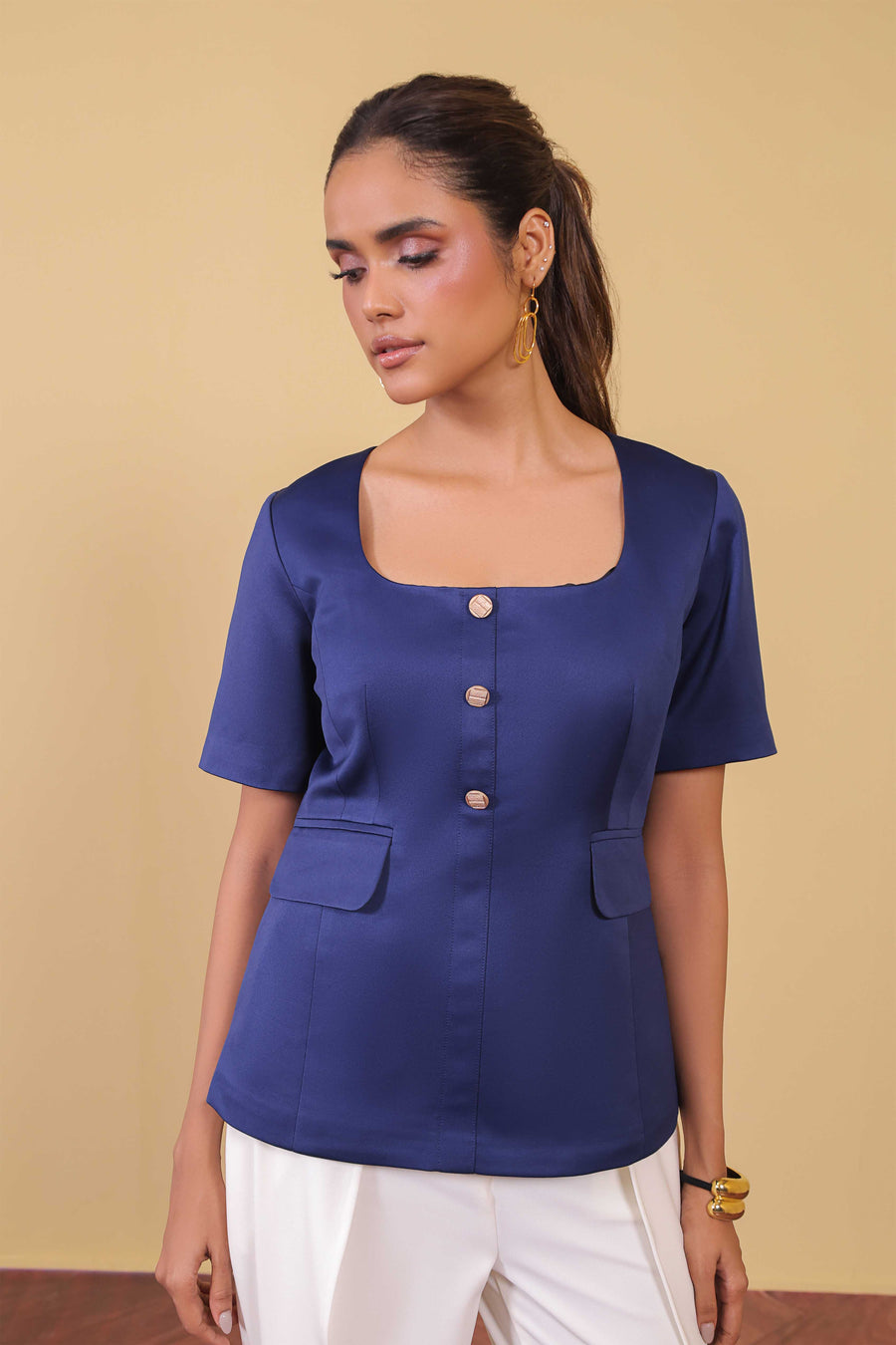 Midnight Square-Neck Top