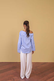 Powder Blue Off-Shoulder Shirt