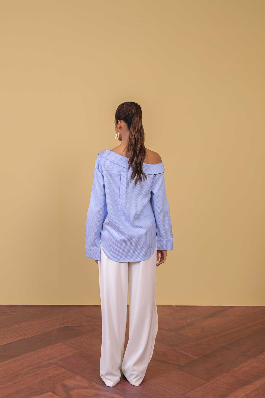 Powder Blue Off-Shoulder Shirt