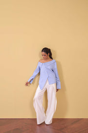 Powder Blue Off-Shoulder Shirt