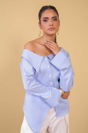 Powder Blue Off-Shoulder Shirt