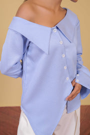 Powder Blue Off-Shoulder Shirt