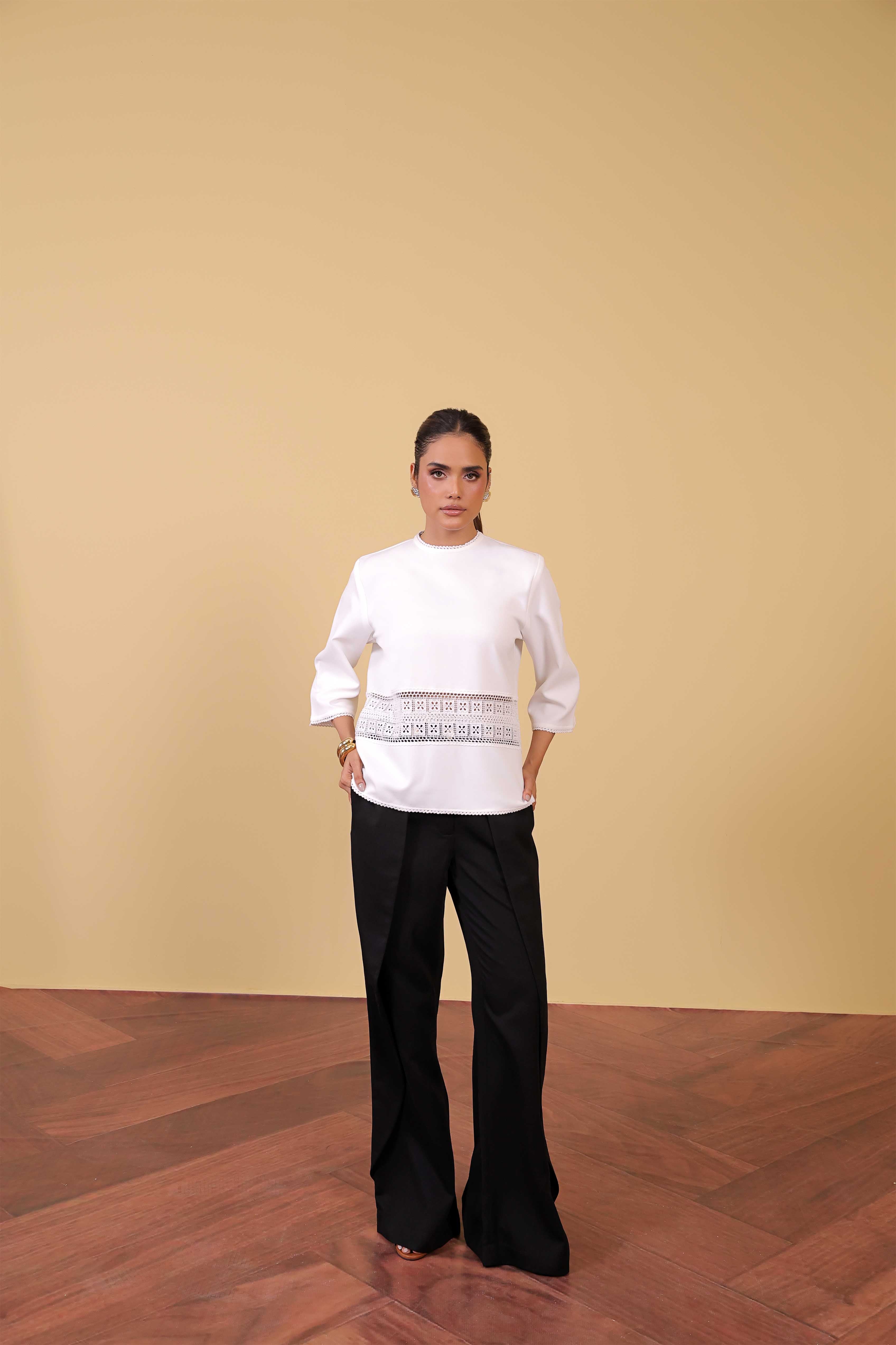 White Lace Panel Top