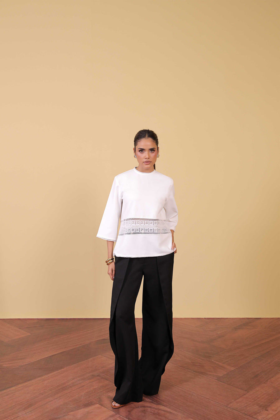 White Lace Panel Top