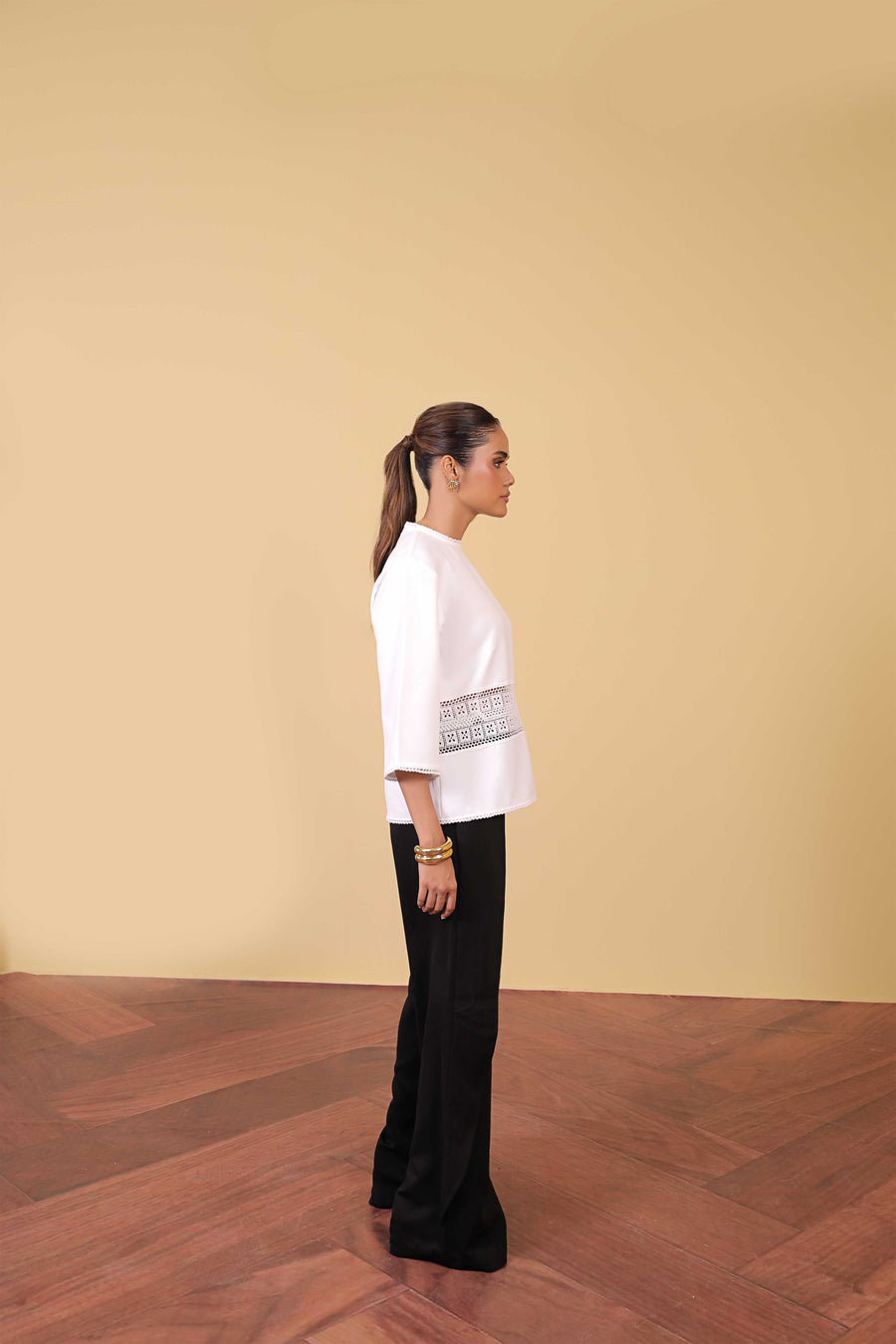 White Lace Panel Top