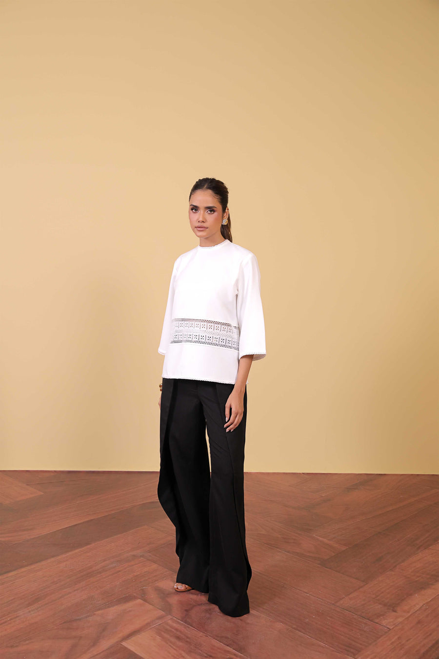 White Lace Panel Top
