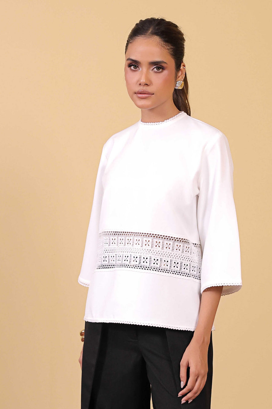 White Lace Panel Top