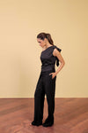 Black Shoulder Frill Top