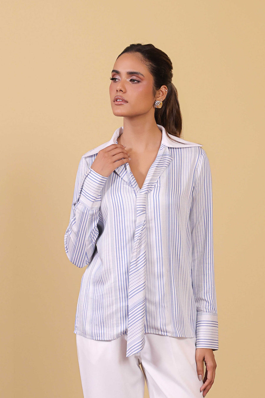 Classic Stripe Necktie Blouse