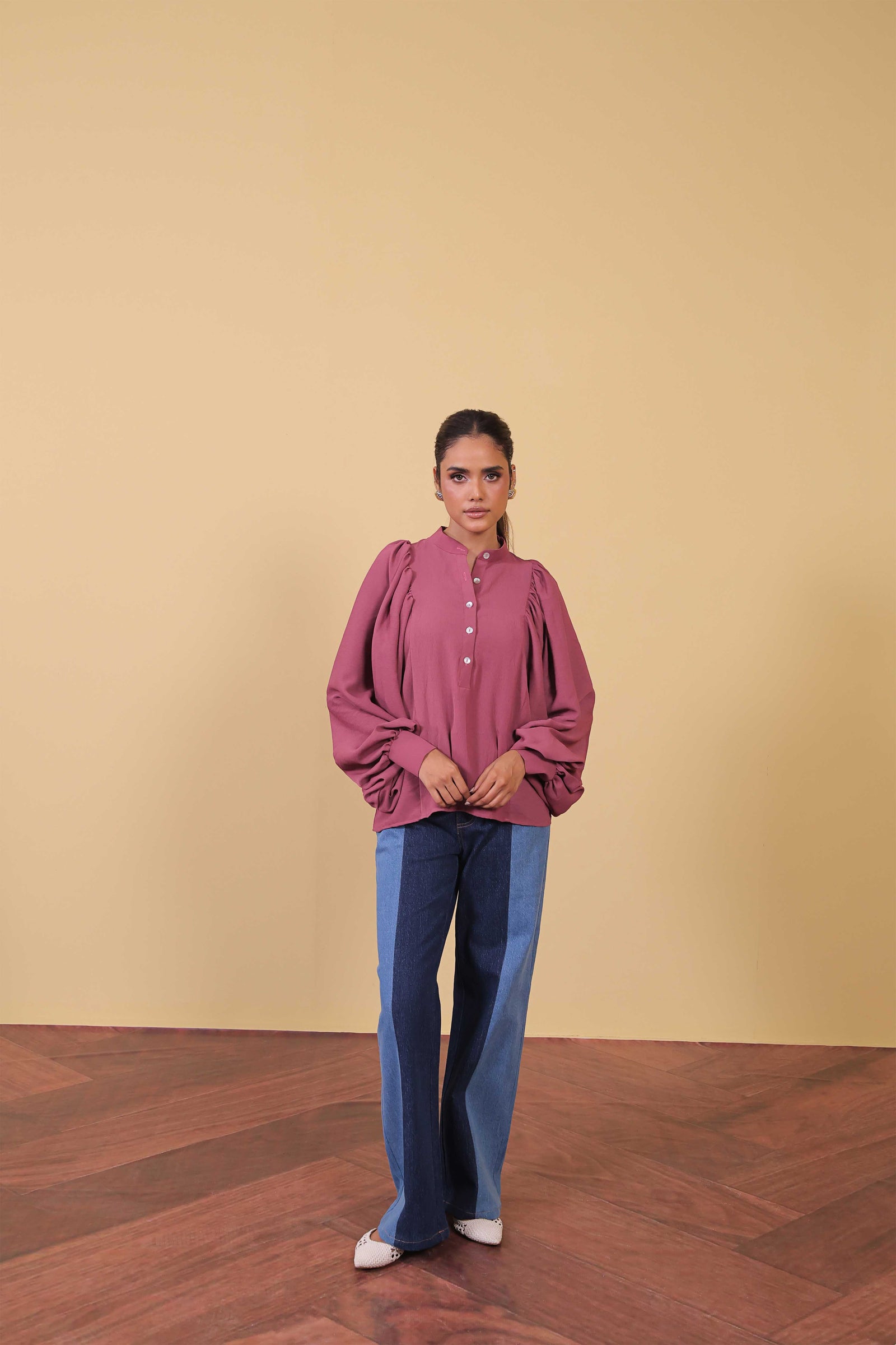 Plum Volume Sleeve Top