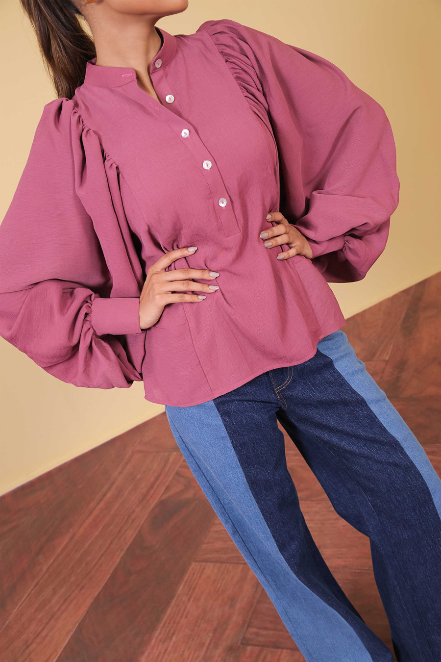Plum Volume Sleeve Top