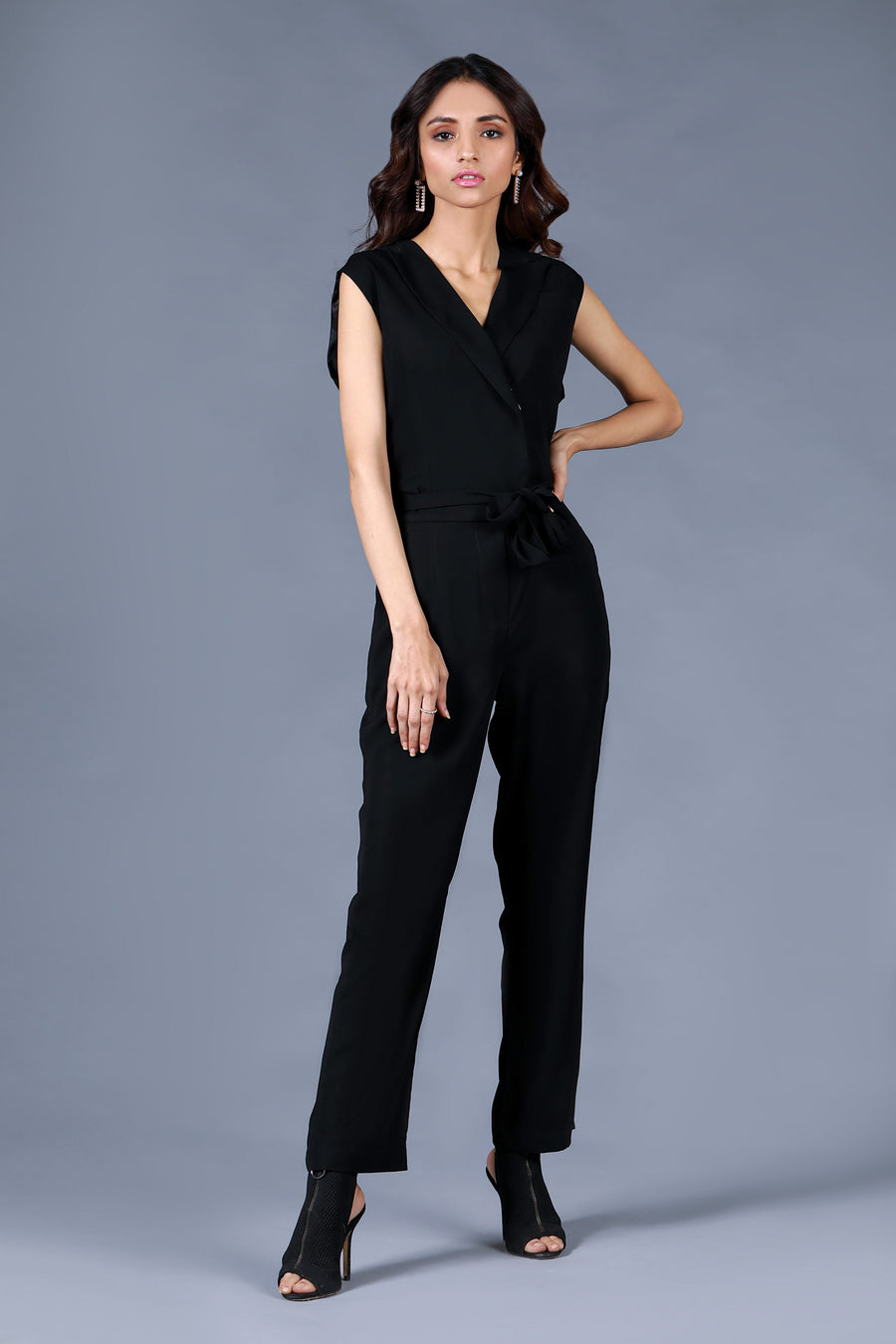 Lapelled Straight Leg Jumpsuit