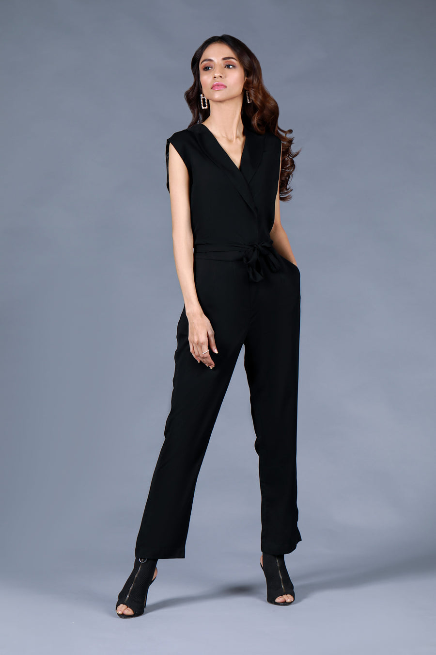 Lapelled Straight Leg Jumpsuit