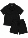 Black Resort Shirt & Shorts Set