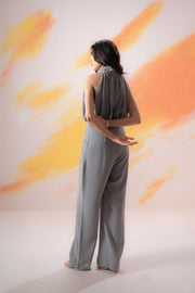 Grey Halter Collar Jumpsuit