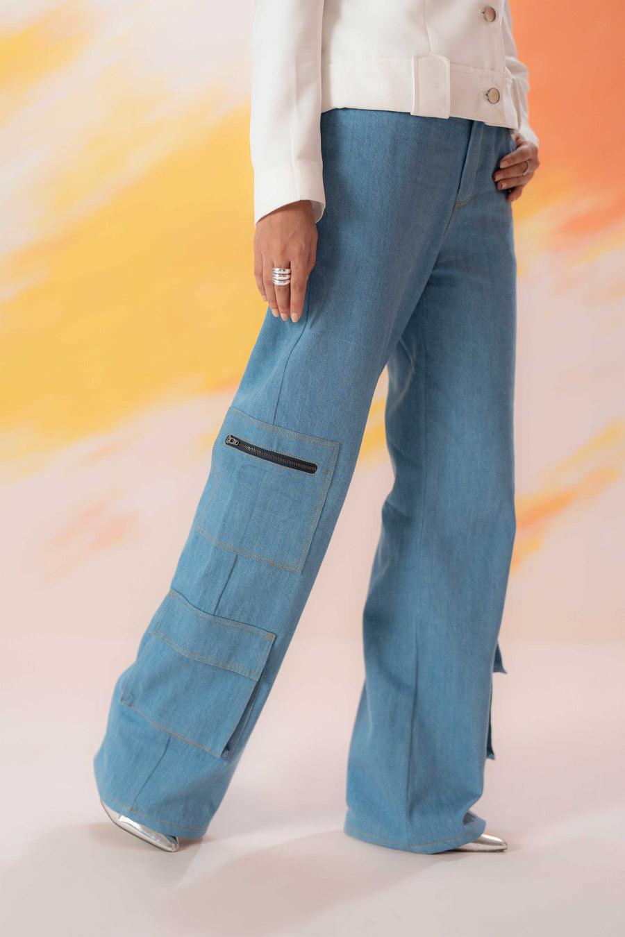 Flared Cargo Jeans