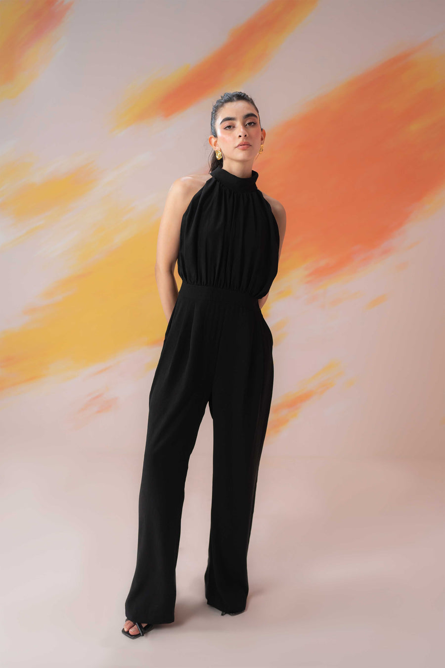 Black Halter Collar Jumpsuit