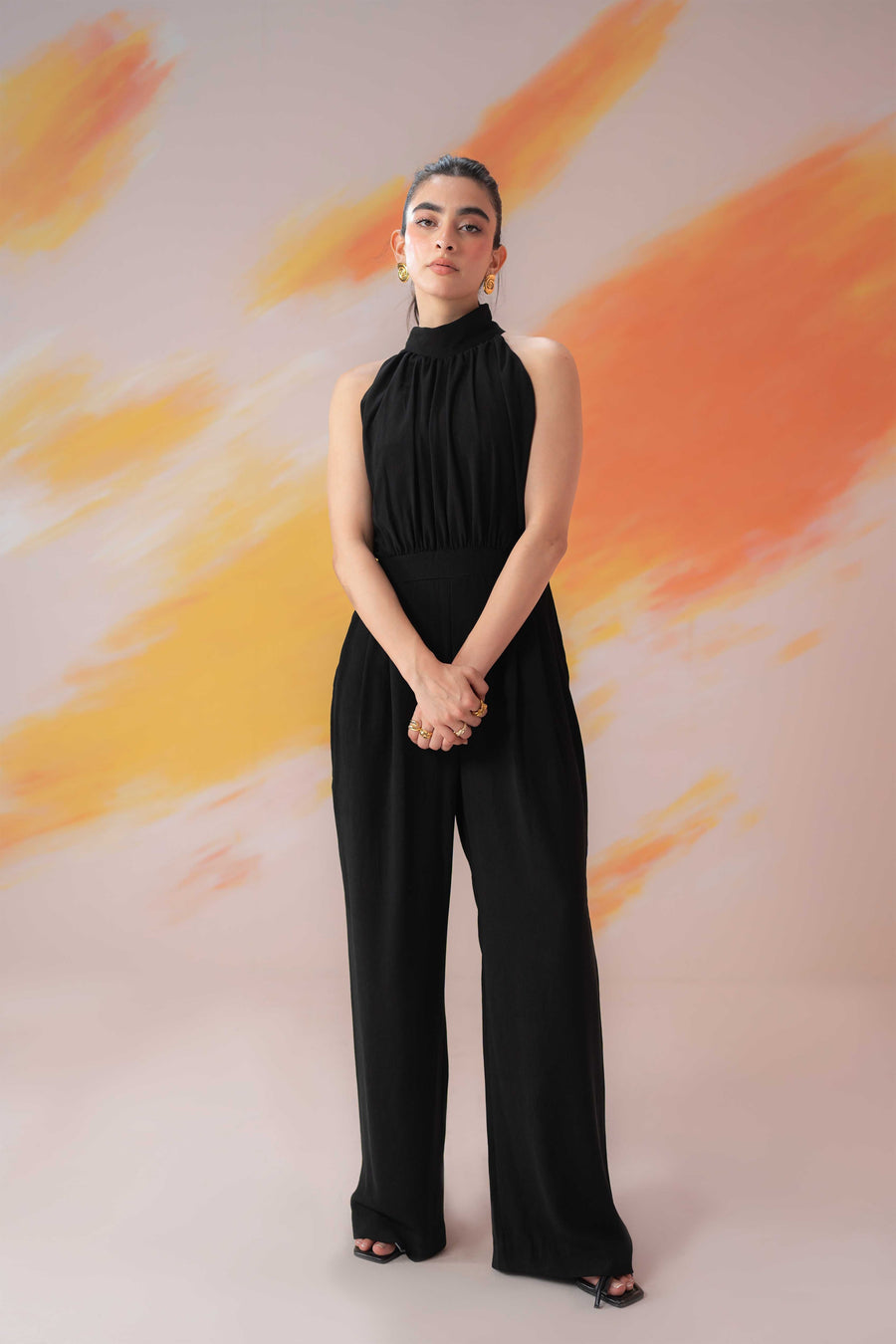 Black Halter Collar Jumpsuit