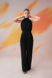 Black Halter Collar Jumpsuit