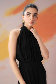 Black Halter Collar Jumpsuit