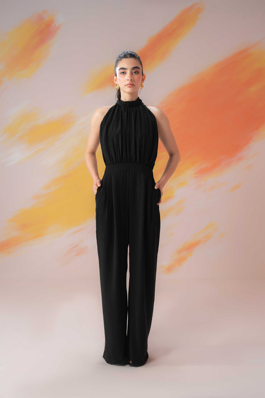 Black Halter Collar Jumpsuit