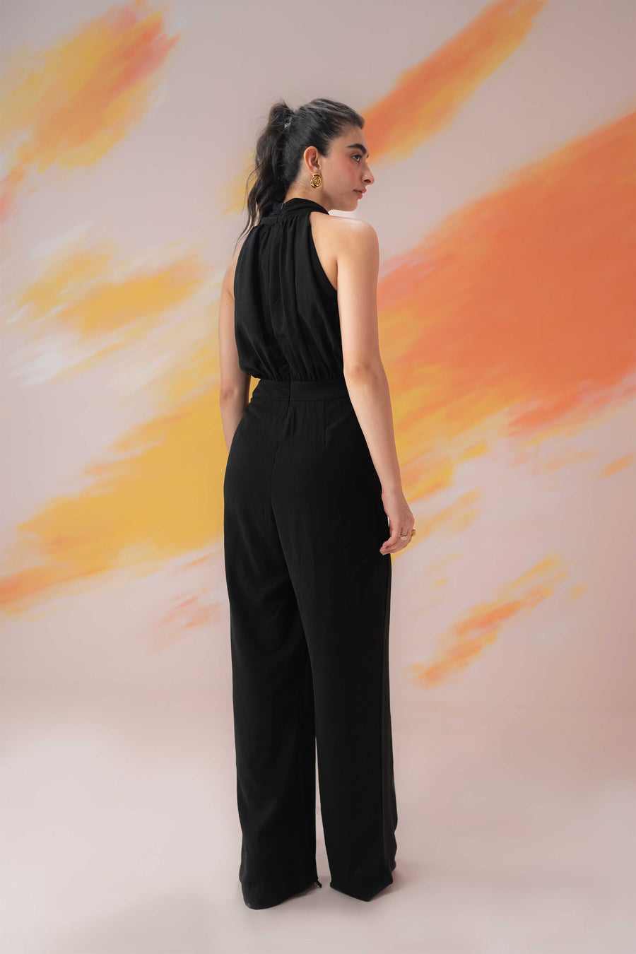 Black Halter Collar Jumpsuit