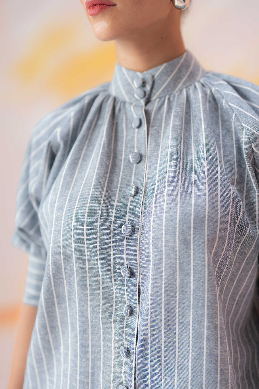 Stripe Button Detail Top