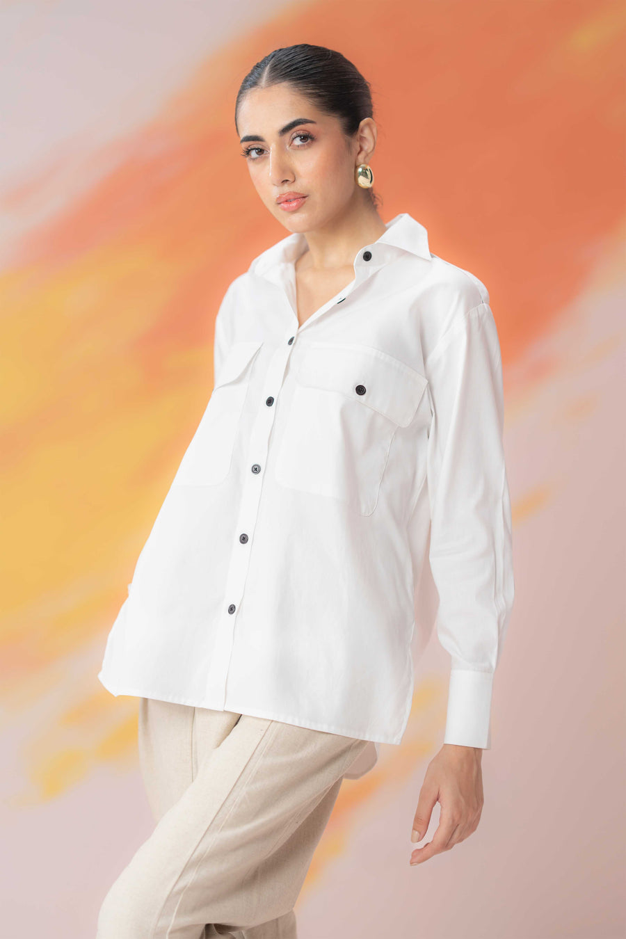 White Front Pocket Shirt