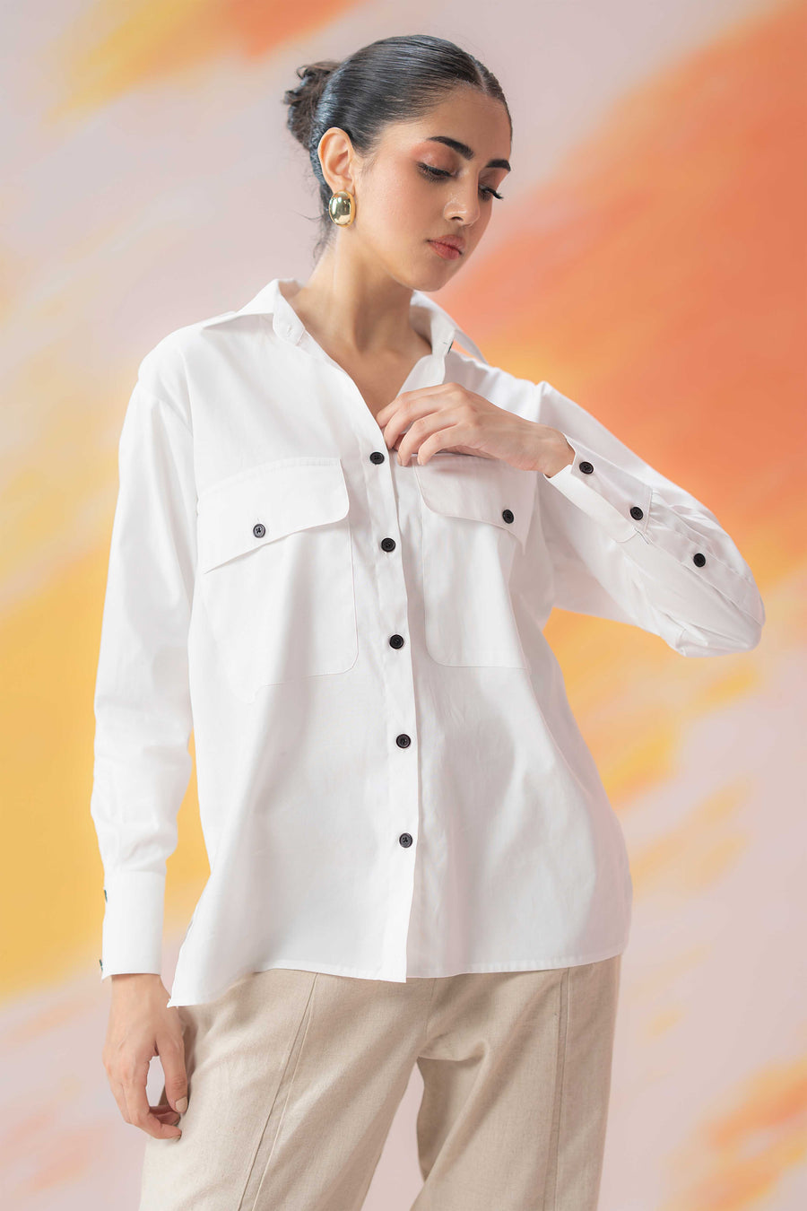 White Front Pocket Shirt