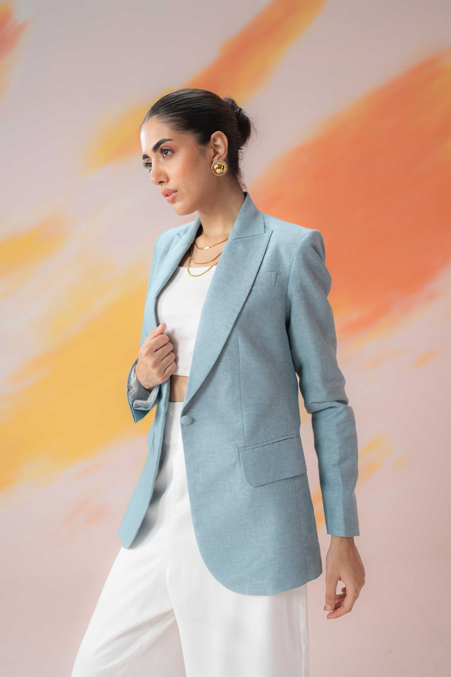 Textured Single Button Blazer