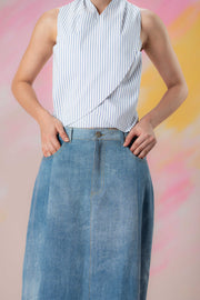 Distressed Maxi Denim Skirt