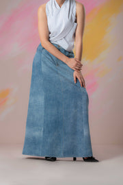 Distressed Maxi Denim Skirt