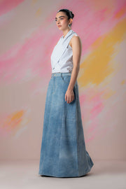 Distressed Maxi Denim Skirt