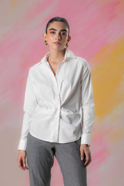 White Gathered Shirt