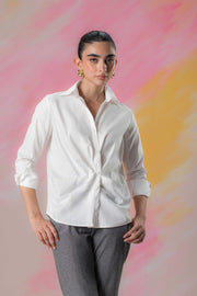 White Gathered Shirt