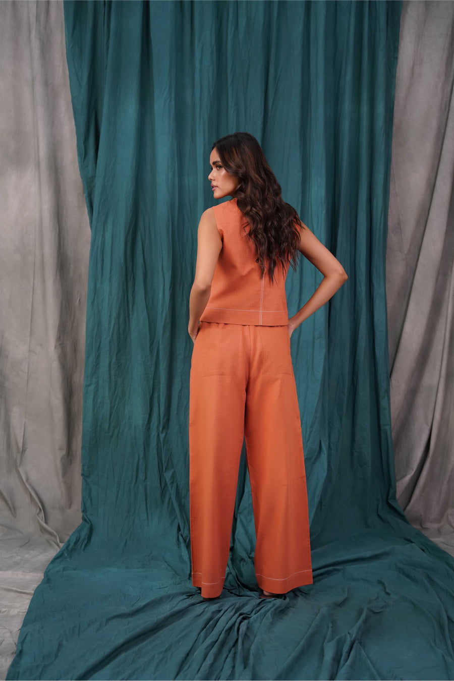 Orange Straight Leg Pants