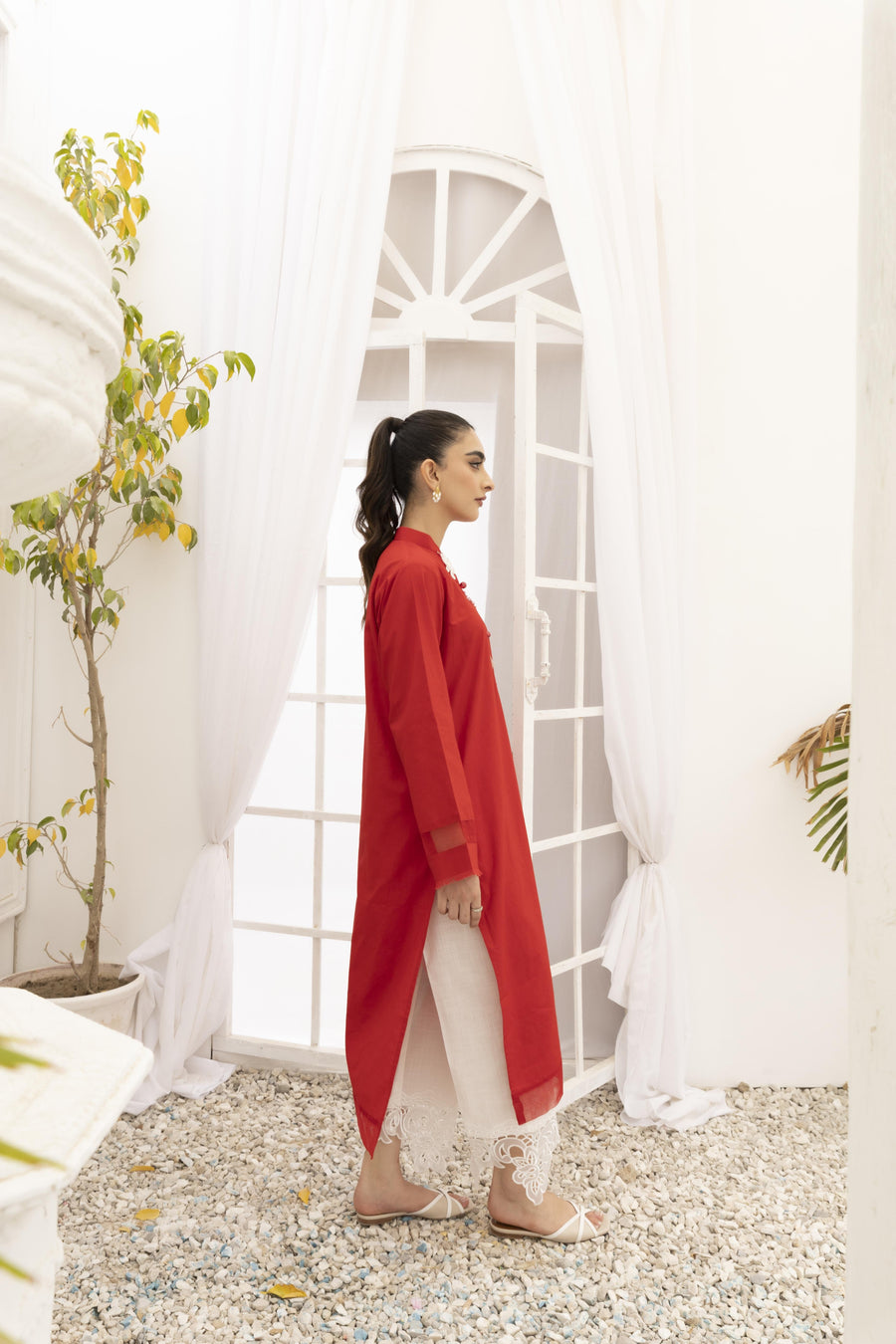 Cutwork Culotte Pants