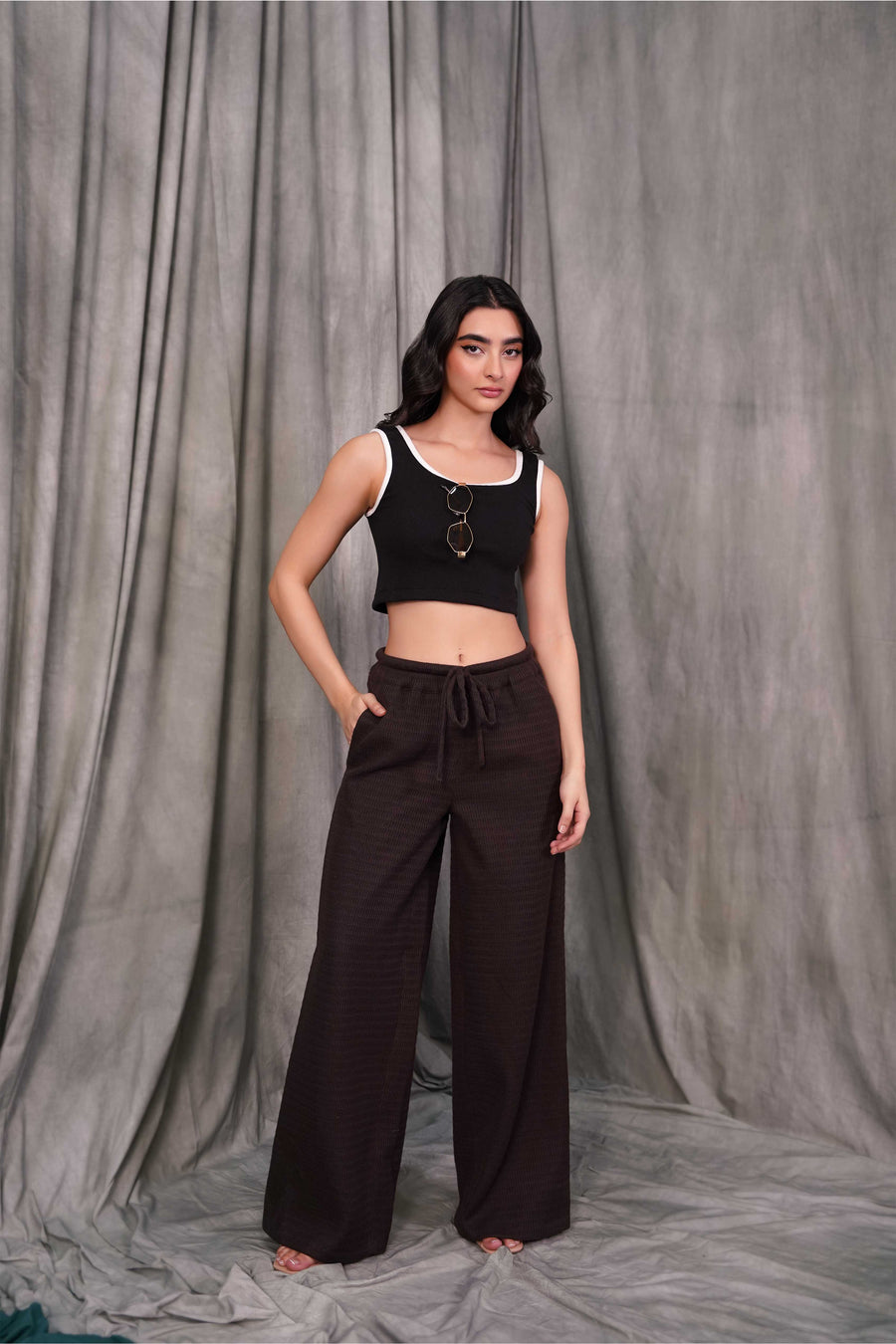 Elastic Waist Flared Trouser