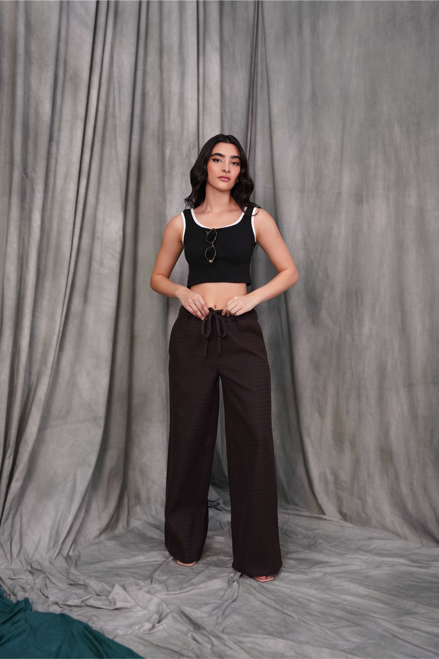 Elastic Waist Flared Trouser