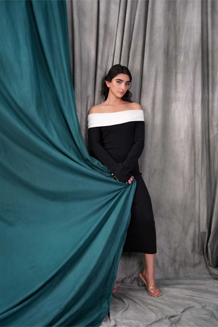 Contrast Off Shoulder Dress 4andco Contrast Off Shoulder Dress 4andco