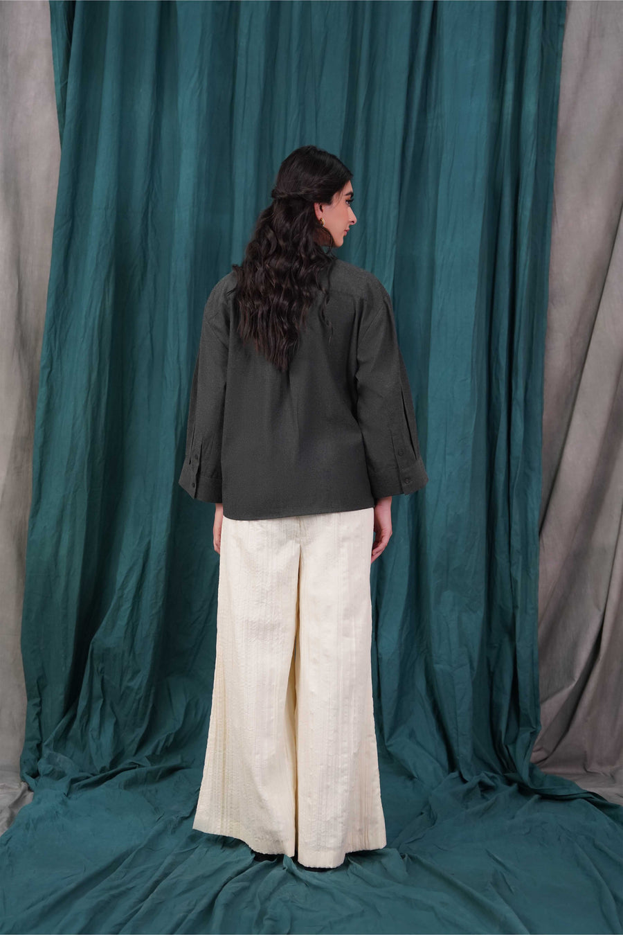 Cream Pleated Trouser