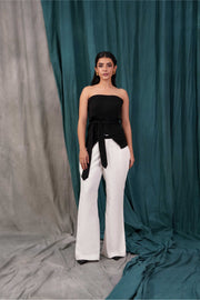 White Monochrome Waist Trouser